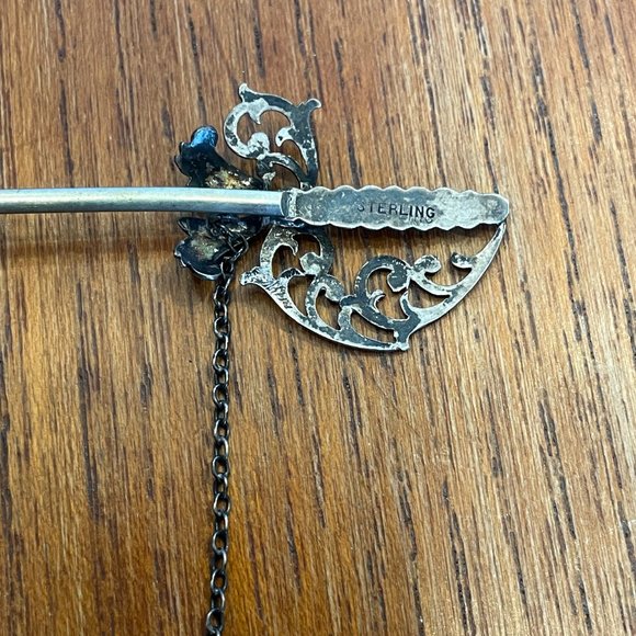 Victorian Sword Jabot Pin - Sterling Silver - Picture 9 of 9